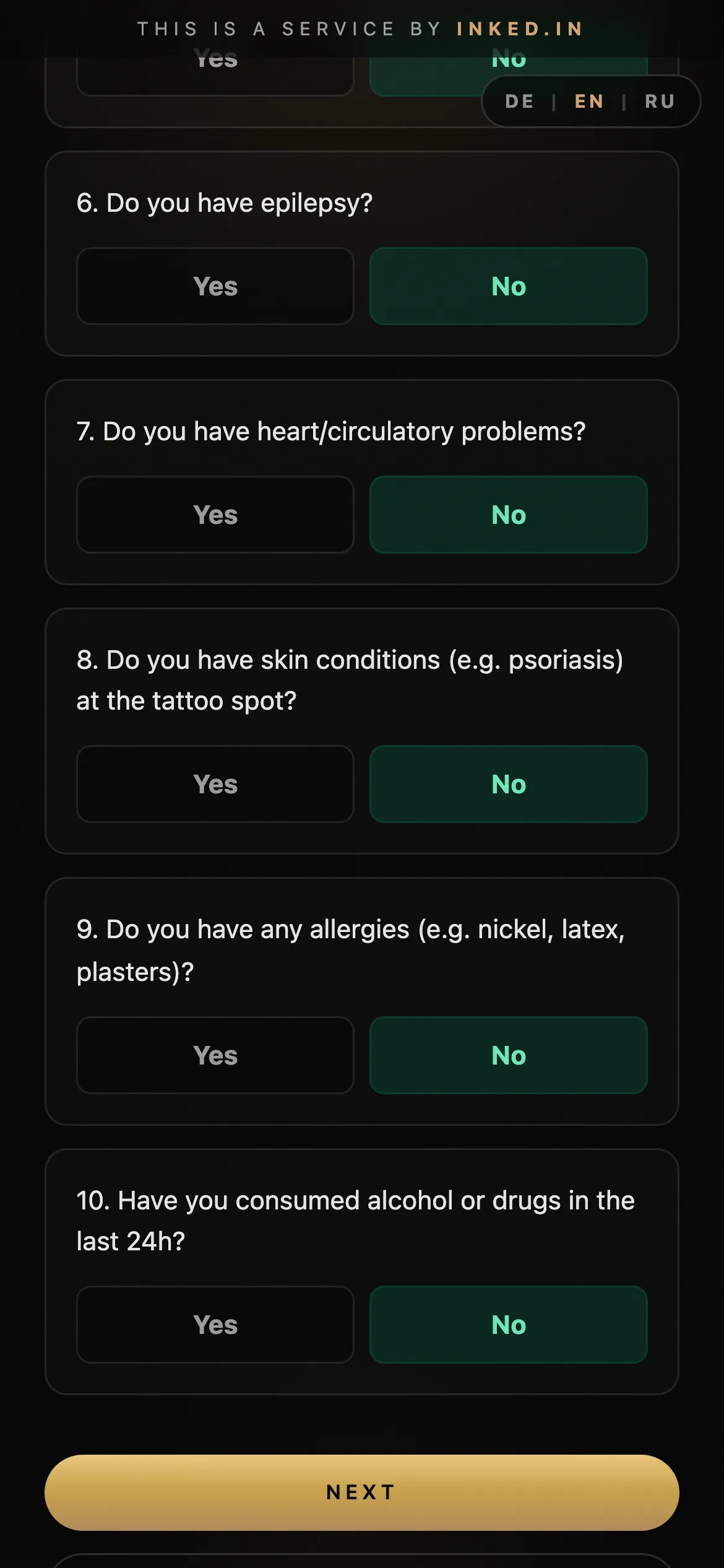 The structured medical history.